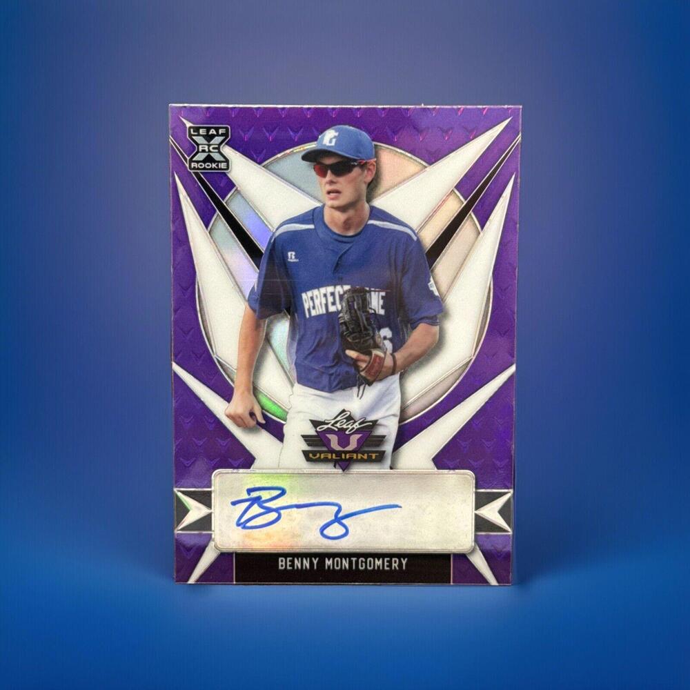 2021 Leaf Valiant - Purple #BA-BM1 Benny Montgomery #’d 32/50 Prospect Auto Card